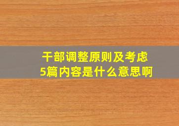 干部调整原则及考虑5篇内容是什么意思啊