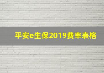 平安e生保2019费率表格