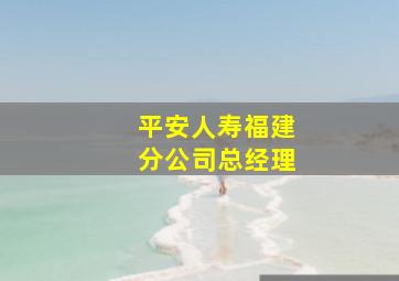 平安人寿福建分公司总经理