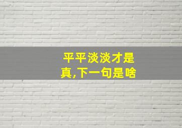 平平淡淡才是真,下一句是啥