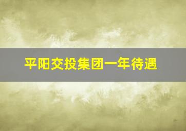 平阳交投集团一年待遇