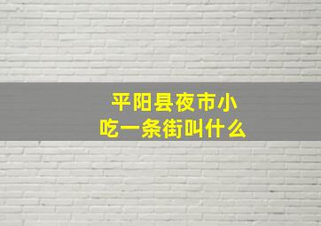 平阳县夜市小吃一条街叫什么