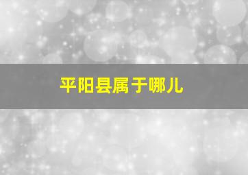 平阳县属于哪儿