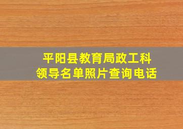 平阳县教育局政工科领导名单照片查询电话