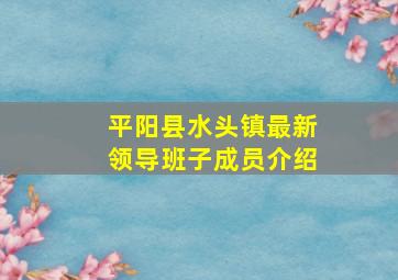 平阳县水头镇最新领导班子成员介绍