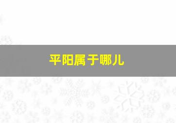 平阳属于哪儿