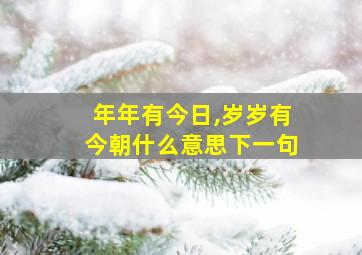 年年有今日,岁岁有今朝什么意思下一句