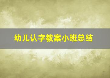 幼儿认字教案小班总结