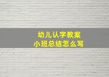 幼儿认字教案小班总结怎么写