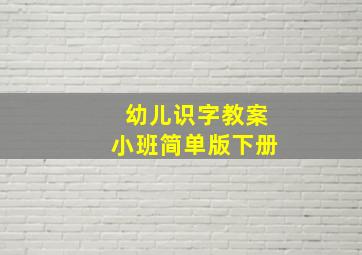 幼儿识字教案小班简单版下册