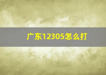 广东12305怎么打