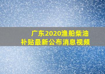 广东2020渔船柴油补贴最新公布消息视频