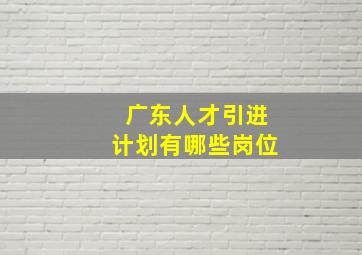 广东人才引进计划有哪些岗位