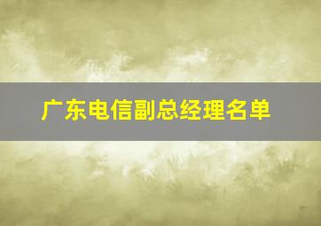 广东电信副总经理名单