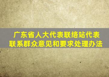 广东省人大代表联络站代表联系群众意见和要求处理办法