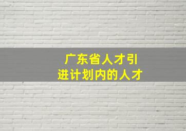 广东省人才引进计划内的人才