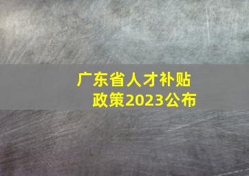 广东省人才补贴政策2023公布