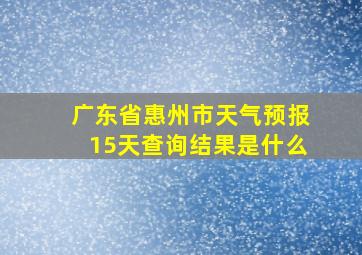 广东省惠州市天气预报15天查询结果是什么