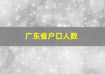 广东省户口人数