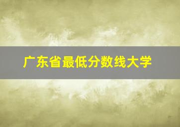 广东省最低分数线大学