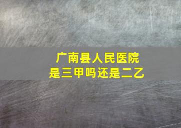 广南县人民医院是三甲吗还是二乙