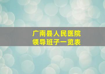 广南县人民医院领导班子一览表