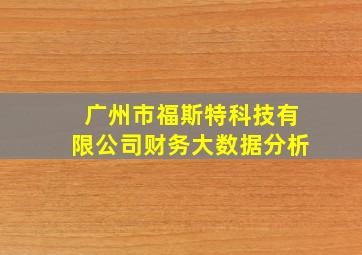 广州市福斯特科技有限公司财务大数据分析