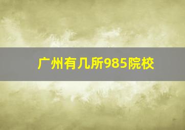 广州有几所985院校