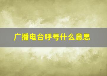 广播电台呼号什么意思