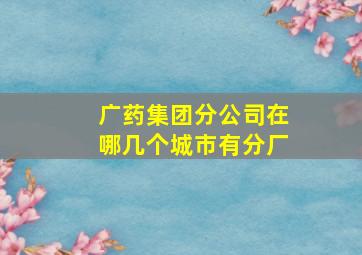 广药集团分公司在哪几个城市有分厂