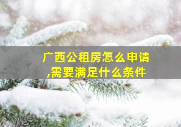 广西公租房怎么申请,需要满足什么条件