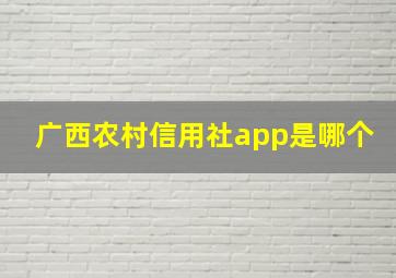 广西农村信用社app是哪个