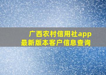 广西农村信用社app最新版本客户信息查询