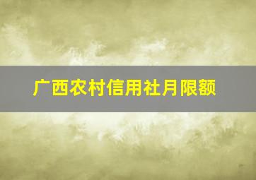 广西农村信用社月限额