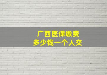 广西医保缴费多少钱一个人交