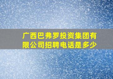 广西巴弗罗投资集团有限公司招聘电话是多少