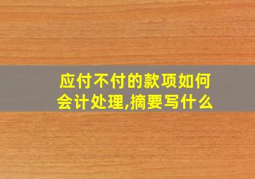 应付不付的款项如何会计处理,摘要写什么