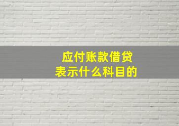 应付账款借贷表示什么科目的