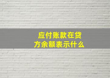 应付账款在贷方余额表示什么