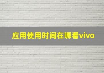 应用使用时间在哪看vivo