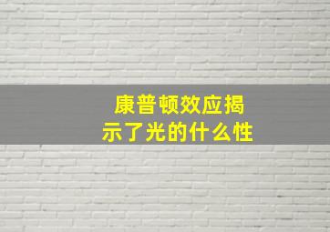 康普顿效应揭示了光的什么性