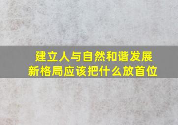 建立人与自然和谐发展新格局应该把什么放首位