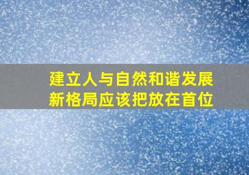 建立人与自然和谐发展新格局应该把放在首位