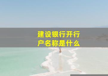 建设银行开行户名称是什么