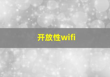 开放性wifi