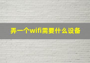 弄一个wifi需要什么设备