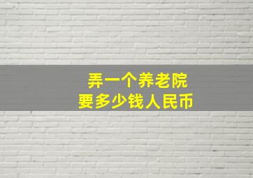 弄一个养老院要多少钱人民币