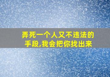 弄死一个人又不违法的手段,我会把你找出来