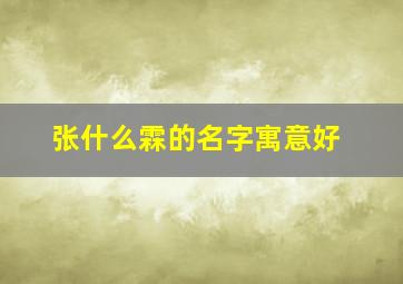 张什么霖的名字寓意好