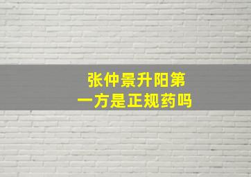 张仲景升阳第一方是正规药吗